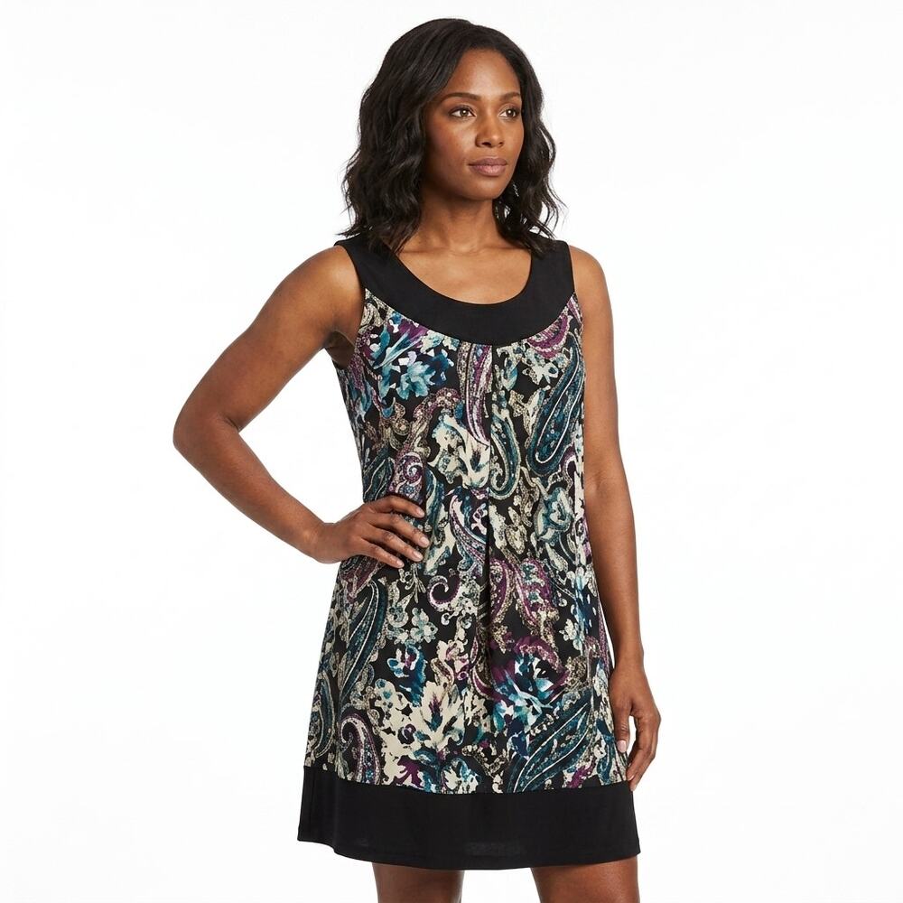Los Angeles Woman Paisley Scoop Neck Jersey Dress See Measurements